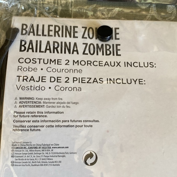 ZOMBIE BALLERINA "ZOMBERINA" 2PC BLACK HALLOWEEN COSTUME SIZE LARGE (12-14) NWT - Picture 5 of 12